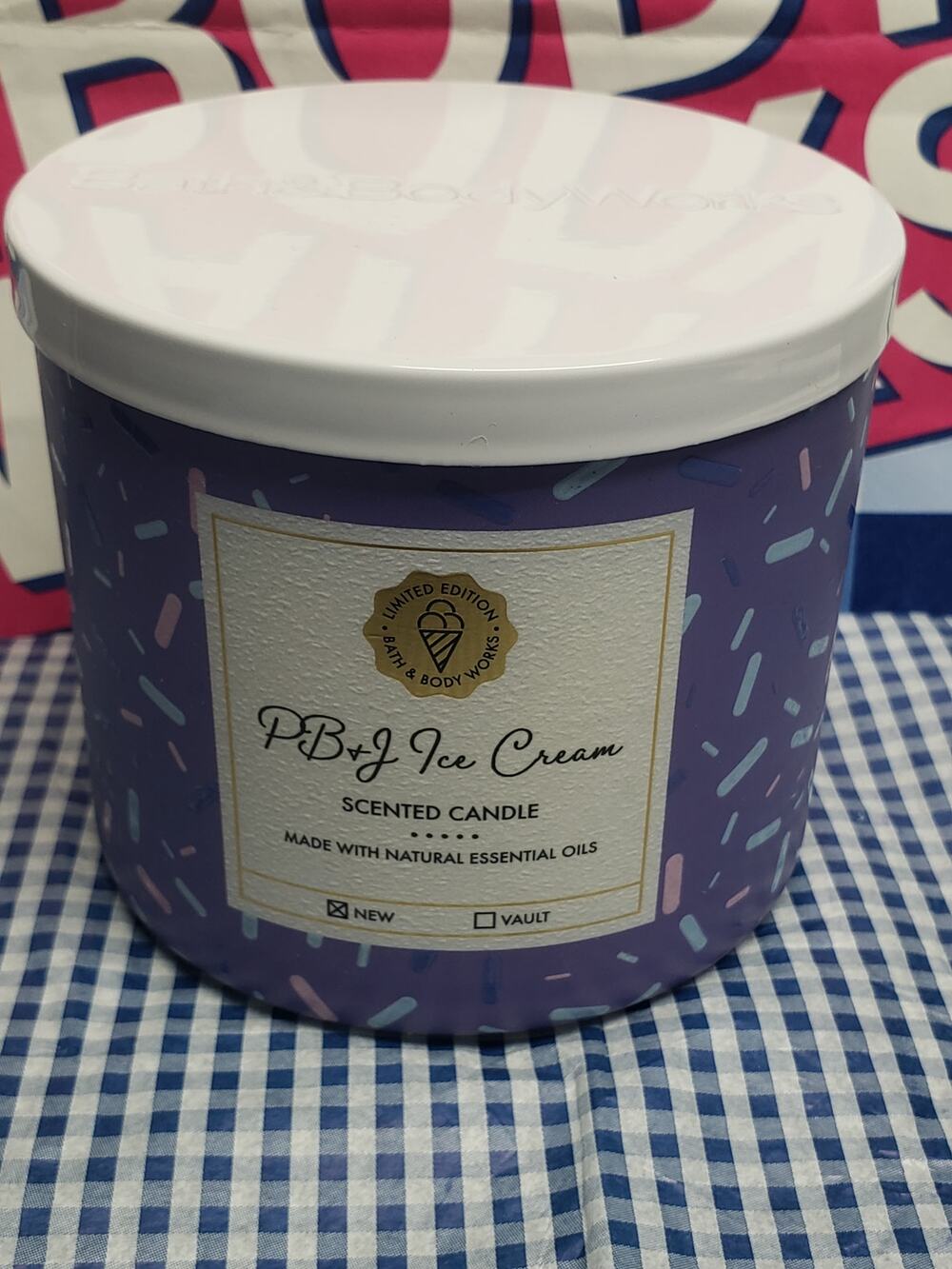 BBW PB&J Ice Cream Large 3 Wick Candle Home Fragrance Decor